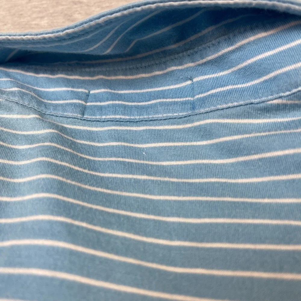 Polo Ralph Lauren Shirt Mens XL Light Sky Blue White Feed Stripe Pima Cotton Tee
